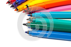 Colored markers isolated on white background. creative photo.