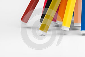 Colored markers isolated on white background. creative photo.