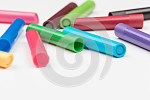 Colored markers isolated on white background. High quality photo