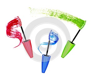 Colored mascara and brush strokes