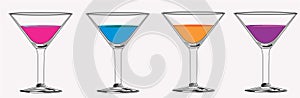 Colored Matrini Cocktails