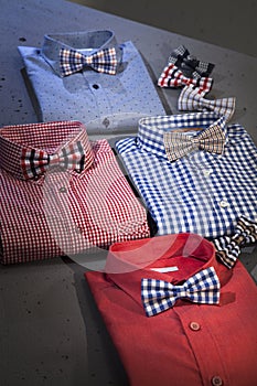 Colored men`s shirts and neck tie