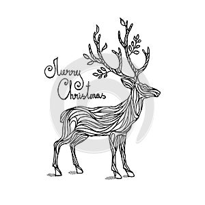Colored Merry Christmas deer card