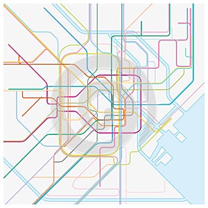 Colored metro vector map of the japanese capital tokio photo