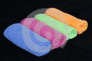 Colored microfiber cleaning cloths,blue, green, orange and pink microfiber cleaning cloths,