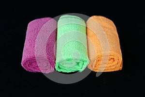 Colored microfiber cleaning cloths,blue, green, orange and pink microfiber cleaning cloths,