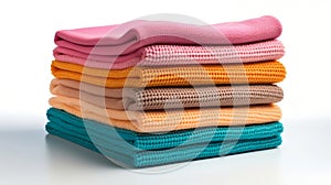colored microfiber cloths on a white background