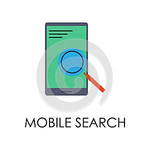 colored mobile search illustration. Element of marketing and business flat for mobile concept and web apps. Isolated mobile search