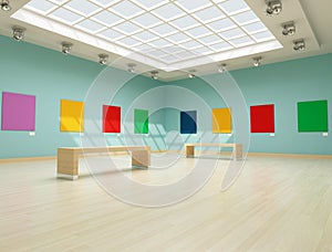 Colored modern art gallery