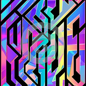 Colored mosaic geometric seamless pattern