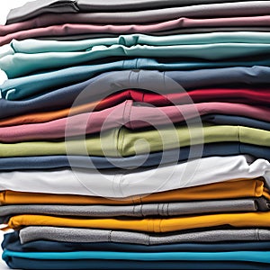 Colored multi-colored T-shirts lie in a stack