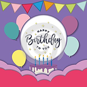 Colored multi layer happy birthday invitational card Vector