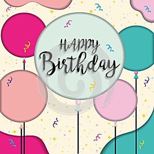 Colored multi layer happy birthday invitational card Vector