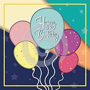 Colored multi layer happy birthday invitational card Vector