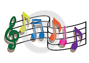Colored music notes