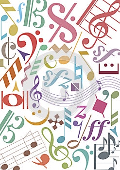 Colored music notes