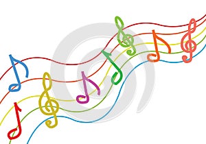 Colored music notes with lines