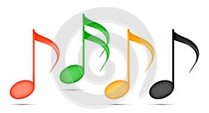 Colored musical notes. Vector illustration