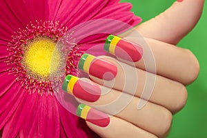 Colored nail Polish.