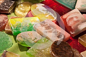 Colored natural aromatic soaps