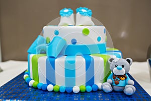 Colored newborn cake