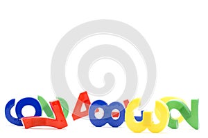 Colored number on white background