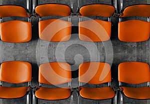 Colored office chairs group arranged row guests