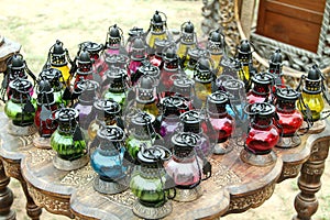 Colored oil lamps