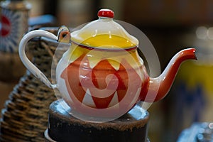 Colored old tea pot