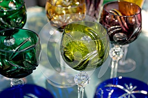 Colored old wine glasses