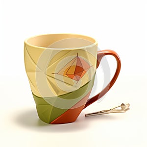 Colored Origami Coffee Cup Mug With Textured Surface Layers