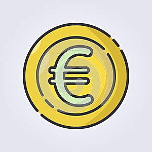 colored outline Euro coin icon logo vector illustration design