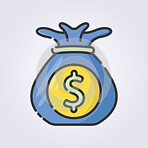 colored outline money bag icon logo vector illustration design