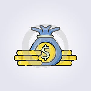 colored outline money bag icon logo vector illustration design