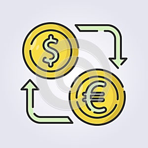 colored outline money exchange icon logo vector illustration design