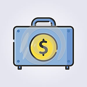 colored outline money suitcase icon logo vector illustration design