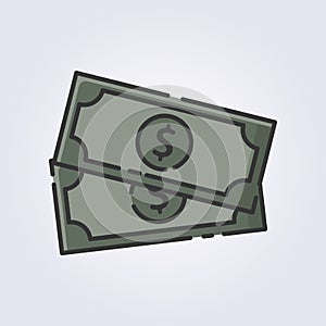 colored outline paper money icon logo vector illustration design