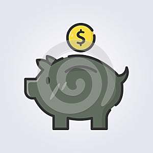 colored outline piggy bank icon logo vector illustration design