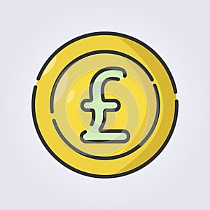 colored outline pound sterling coin icon logo vector illustration design