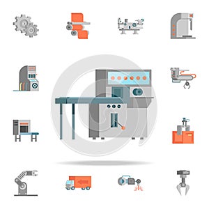 colored packing machine production icon. Production icons universal set for web and mobile