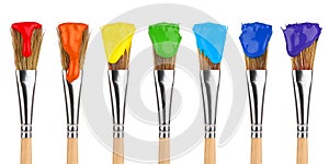 Colored paint brushes