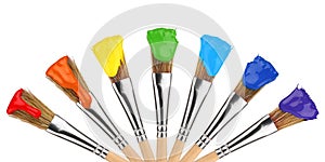 Colored paint brushes