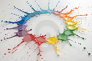 Colored paint splashes in circle photo