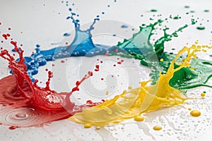 Colored paint splashes in circle photo