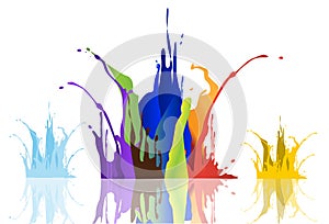 Colored paint splashes on white background , illustrations