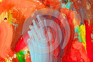 Colored paint strokes. Abstract art background. Detail of a work of art. Contemporary Art. Colorful texture. thick paint