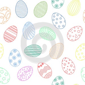 Colored painted decorated Easter eggs seamless pattern