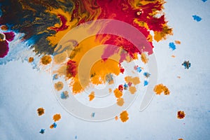 Colored paints divorce blurred abstract background