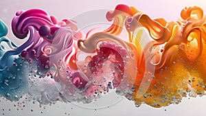 Colored paints swirl and merge in mesmerizing water abstract.