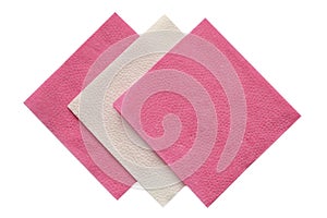 Colored paper napkins on white isolated